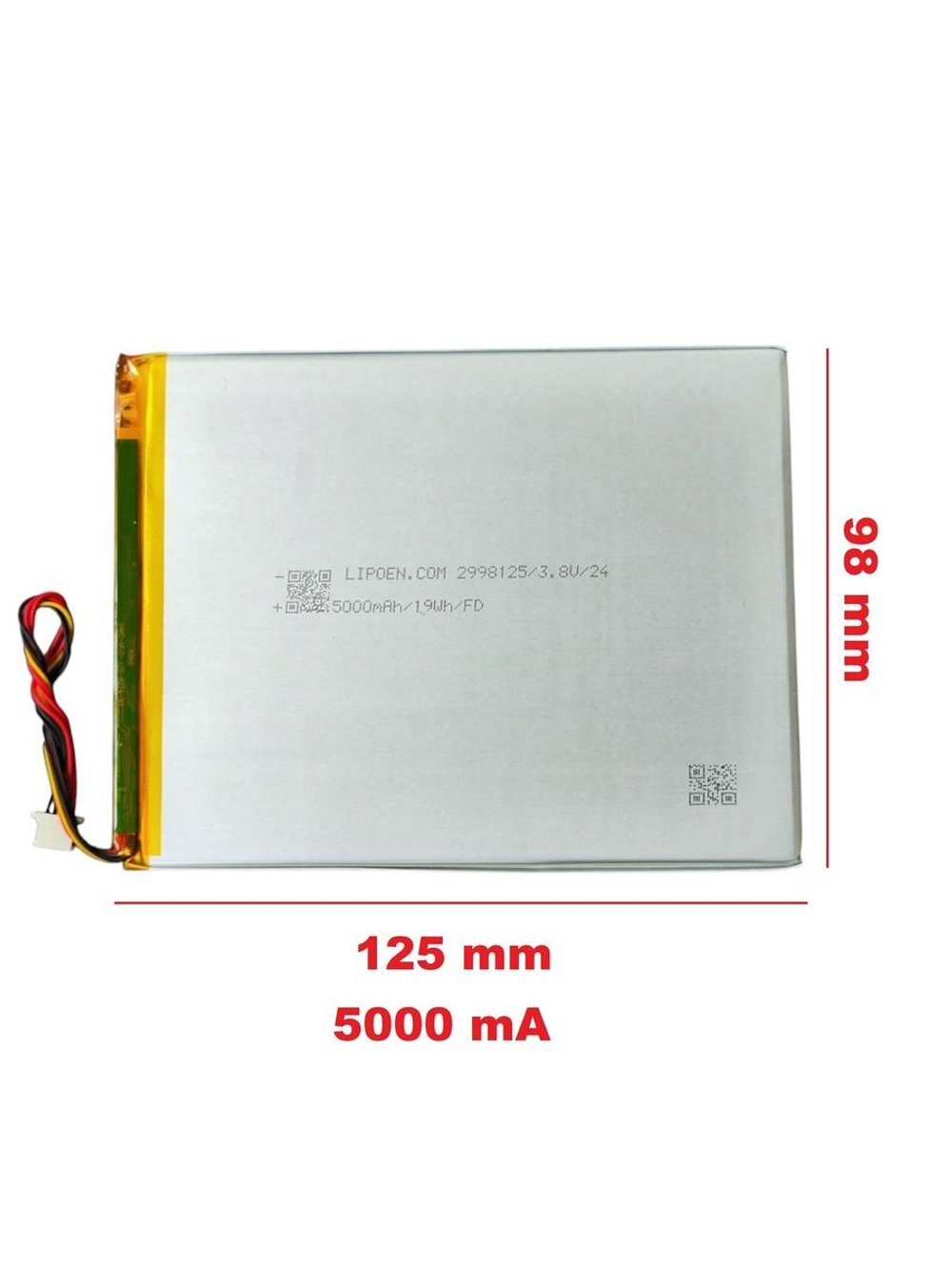 Аккумулятор для планшета Teclast P30S, 3,8 V , 5000 mAh , 127мм x 98мм x 3мм , коннектор 5 PIN