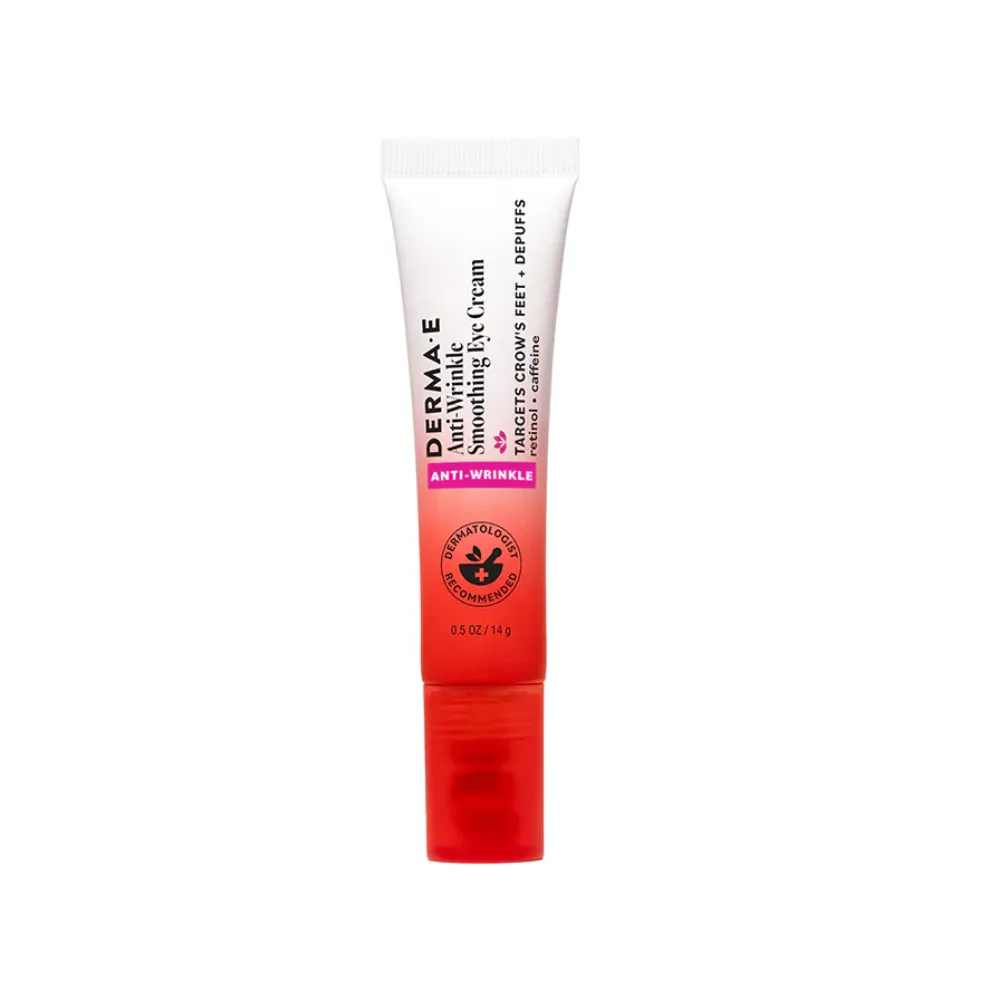DERMA E Anti-Wrinkle Smoothing Eye Cream/Разглаживающий крем для кожи вокруг глаз против морщин с ретинолом, бакучиолом и кофеином, 15 ml (Derma E)