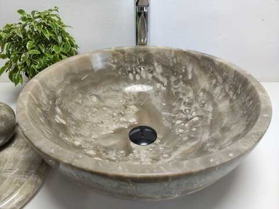 Раковина из оникса Bowl Grey BO-60977 45x45x17 из натурального камня