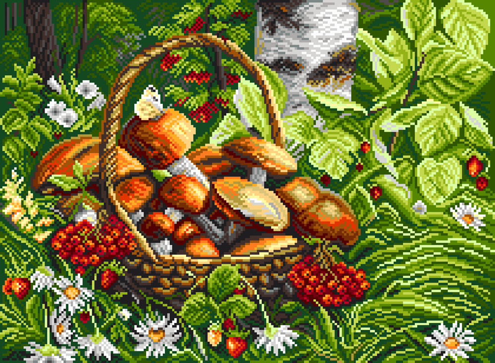 "Первые грибы"-1822 канва с рисунком