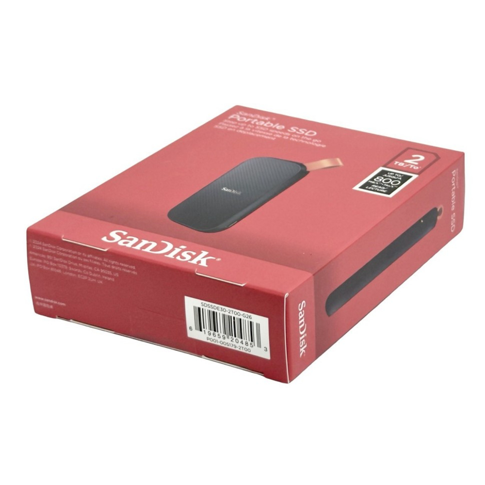 Внешний SSD 2TB SanDisk Portable SSD 800 Mb/s (SDSSDE30-2T00-G26) черный