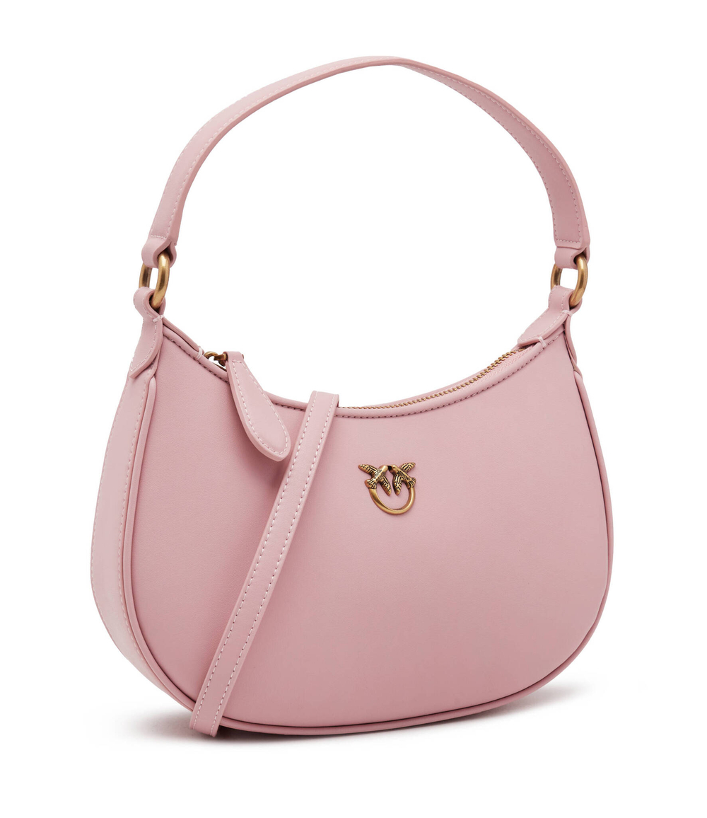 Кожаная сумка хобо half moon mini vitello seta Pinko - пудро-розовый(101523 A0F1)