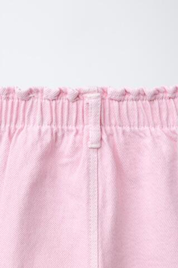 ZARA БРЮКИ BAGGY ИЗ САРЖИ С КАРМАНАМИ-СЕРДЕЧКАМИ, РОЗОВЫЙ