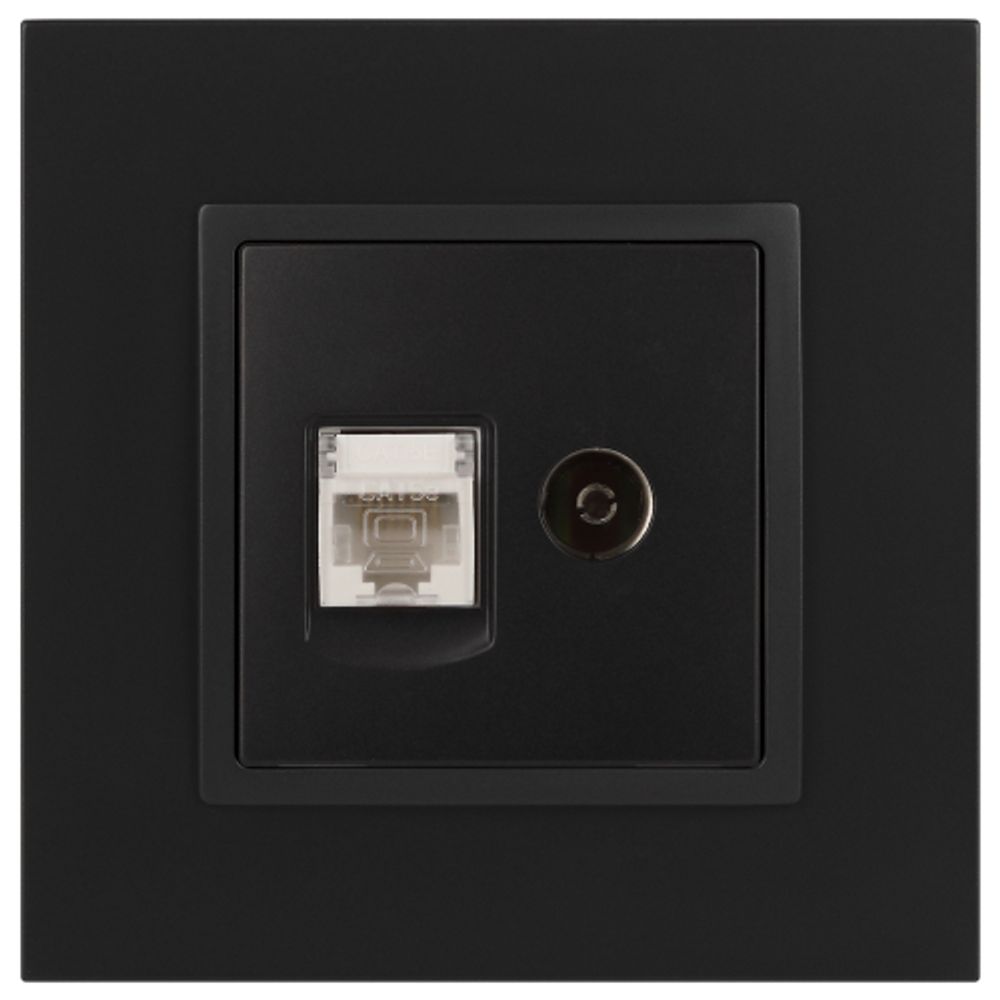 Розетка ЭРА Elegance 14-3110-05 RJ45+TV IP20 антрацит | Эра Elegance
