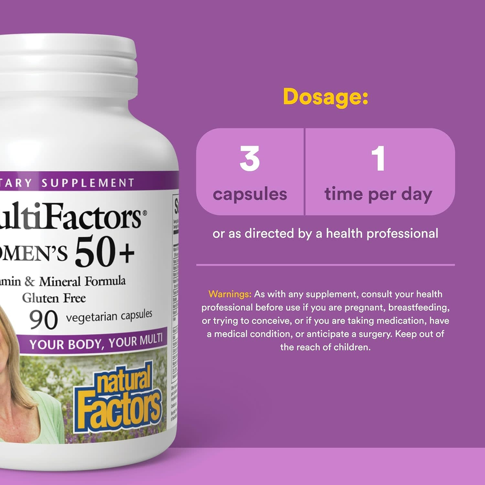 Natural Factors, MultiFactors® для женщин старше 50 лет, 90 вегетарианских капсул