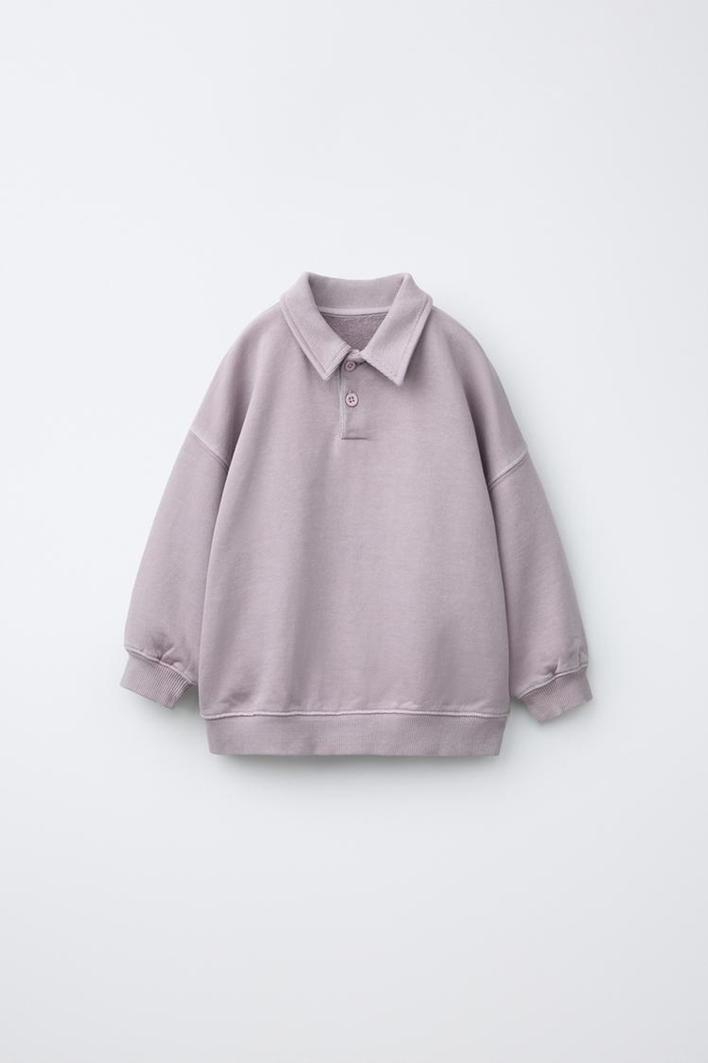 ZARA ОДНОТОННАЯ ТОЛСТОВКА ПОЛО, БЛЕДНО-ФИОЛЕТОВЫЙ