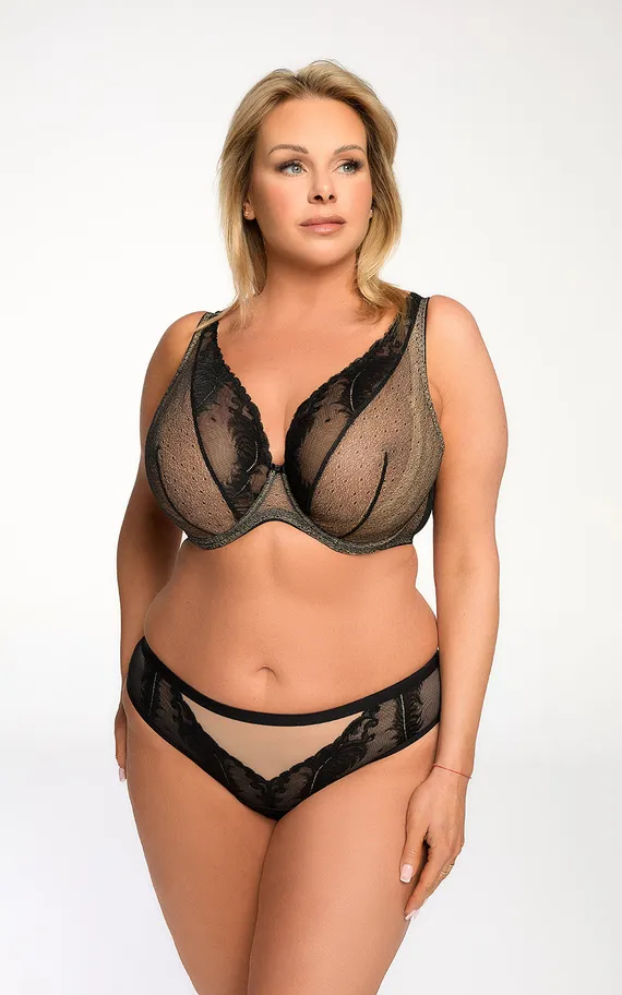 Бюстгальтер Black Swan Soft bralette MAXI Czarny-bezowy