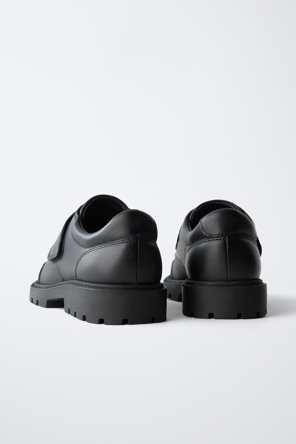 ZARA КОЖАНЫЕ ШКОЛЬНЫЕ ТУФЛИ, ЧЕРНЫЙ