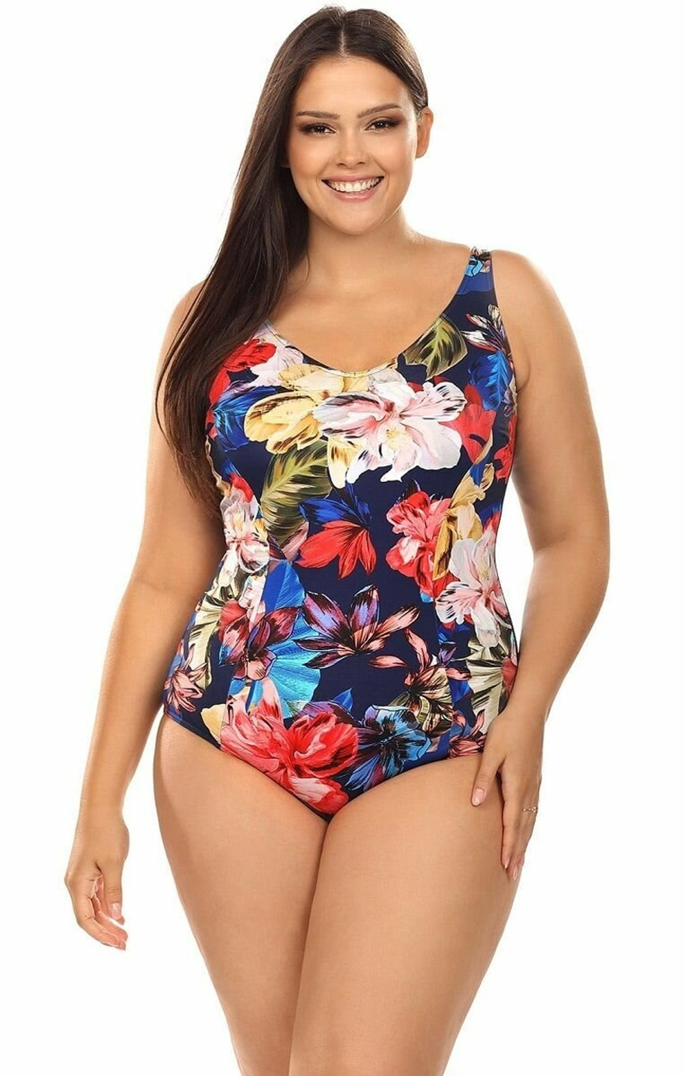 Совместный купальник plus size с цветочным рисунком на лицевой части (Размер: 85E/42) (Цвет: разноцветный)