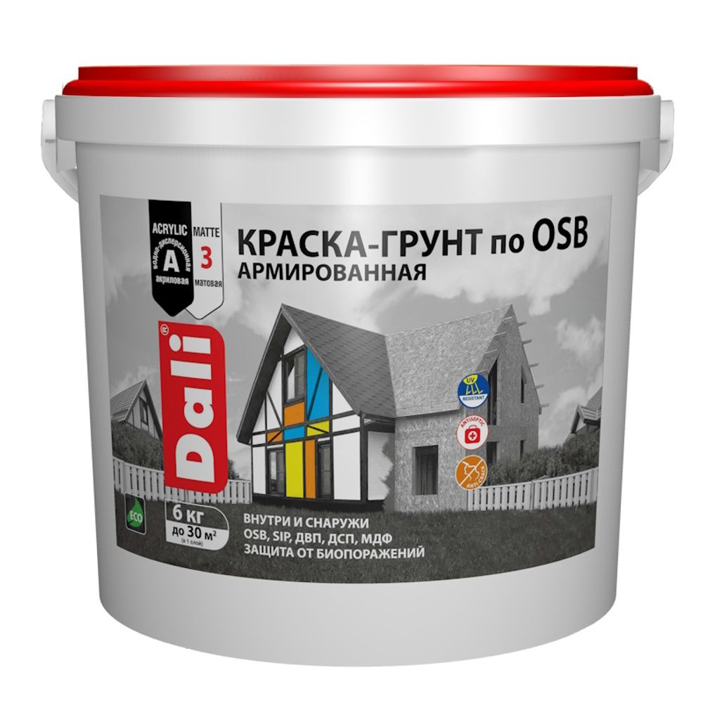 Краска-грунт по OSB DALI база А белая 3кг (Рогнеда) Краска-грунт по OSB DALI база А белая 3кг (Рогнеда)