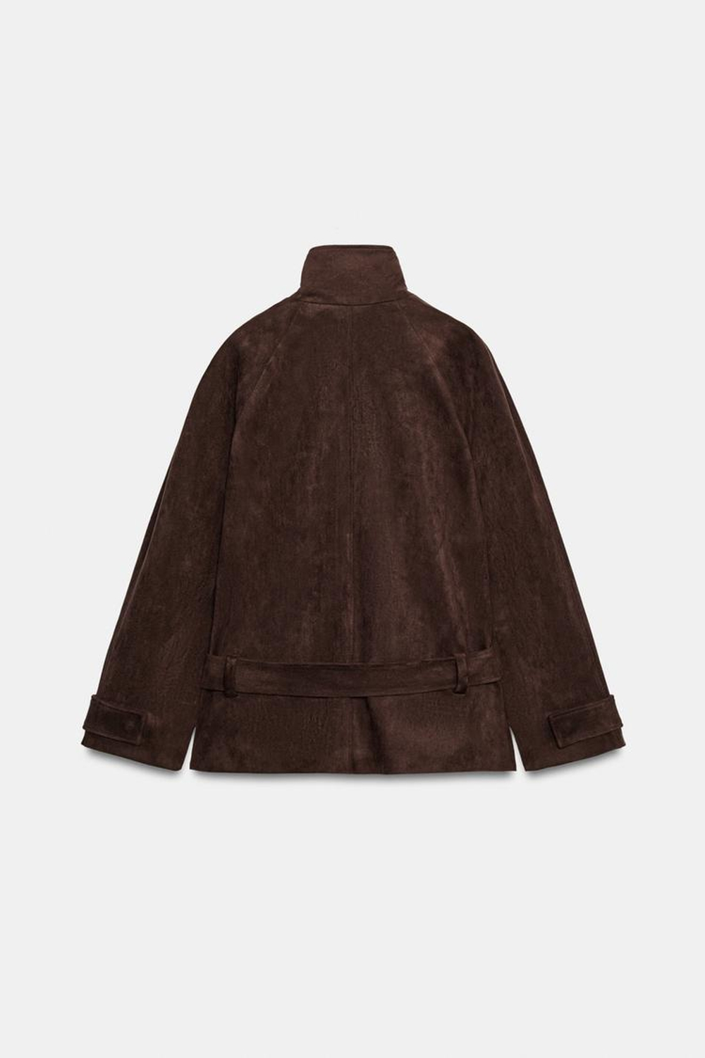 ZARA КУРТКА С РЕМНЕМ ИЗ ИСКУССТВЕННОЙ ЗАМШИ, КОРИЧНЕВЫЙ