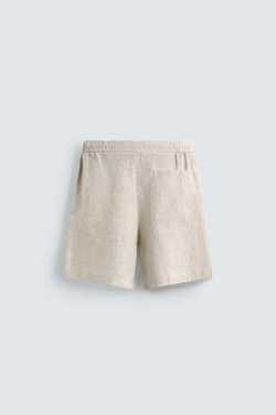 ZARA ШОРТЫ RELAXED FIT ИЗ 100% ЛЬНА, СВЕТЛО-БЕЖЕВЫЙ