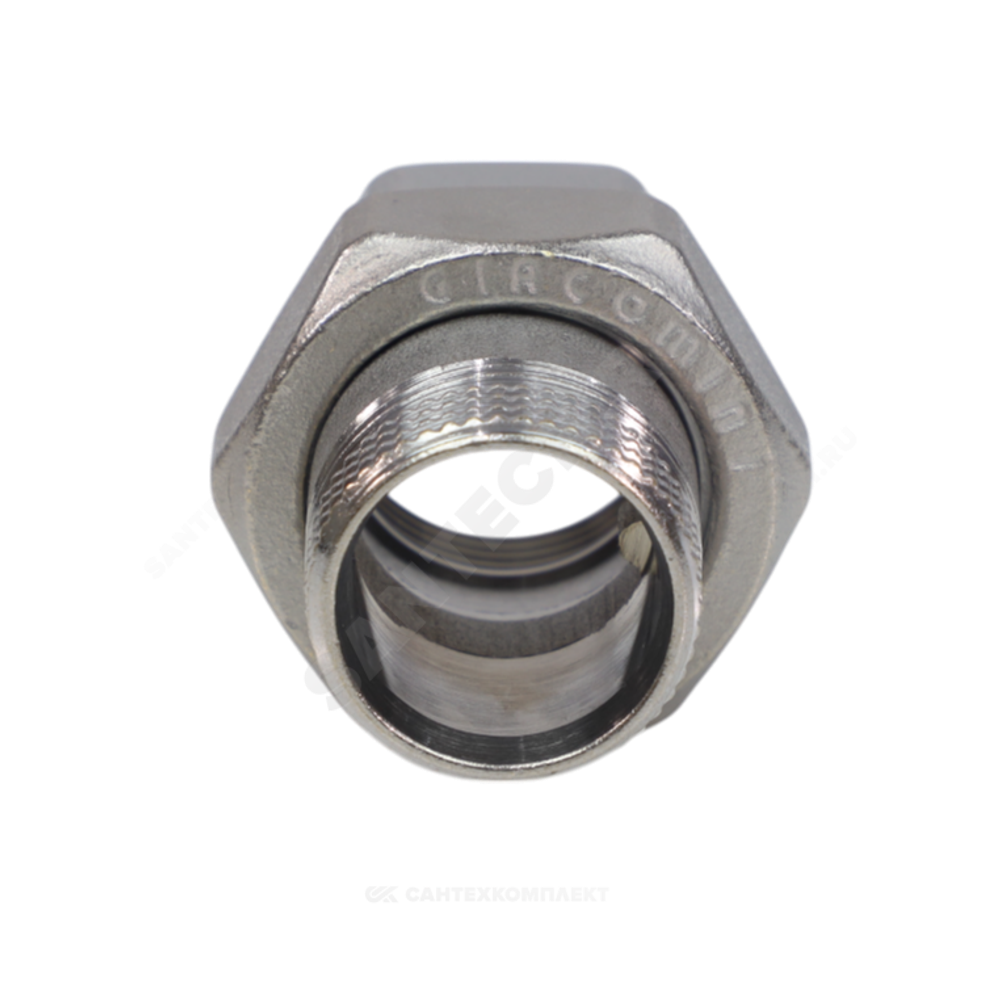 Соединитель латунь хром американка Ду 40 (1 1/2") прямой ВР/НР R18 Giacomini R18X017