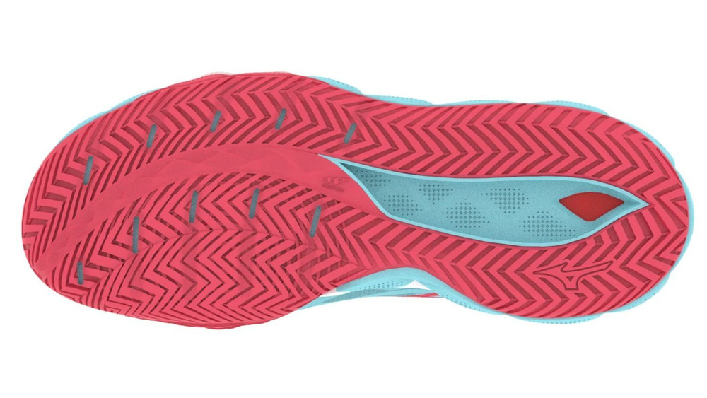 Женские Кроссовки теннисные Mizuno Wave Enforce Tour CC - tanager turquoise/fiery coral 2/white
