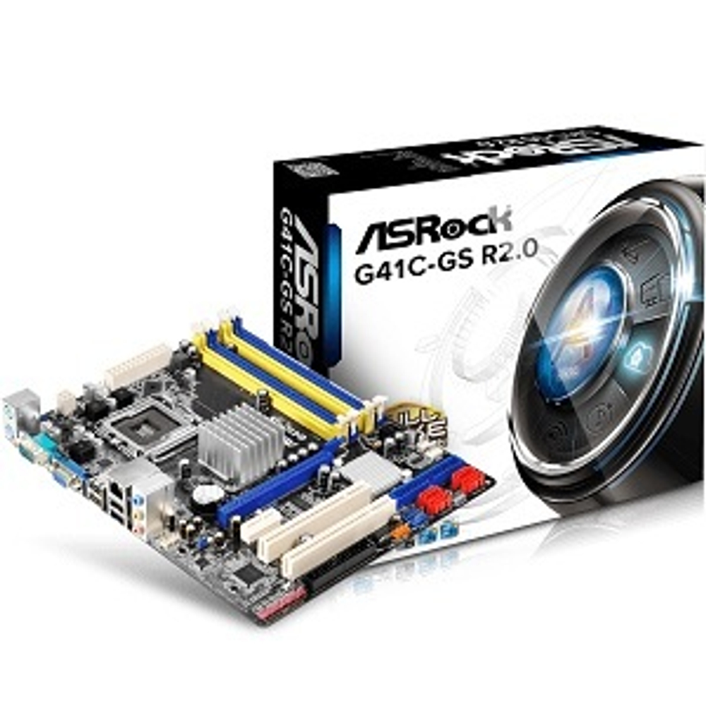 Материнская плата ASRock G41C-GS R2.0 (S-775/iG41/4xDDR2/DDR3/1xPCI-Ex16/1xPCI-Ex1/2xPCI/SB5.1/GLAN/D-SUB/mATX) RET