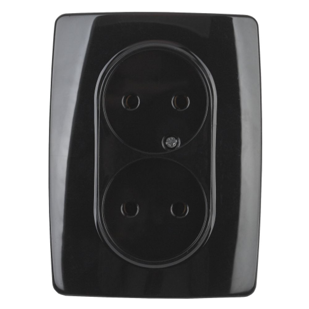 Розетка ЭРА Серия 12 12-2107-06 двойная без заземления 2X2P 16A-250В IP20 чёрный | Эра 12