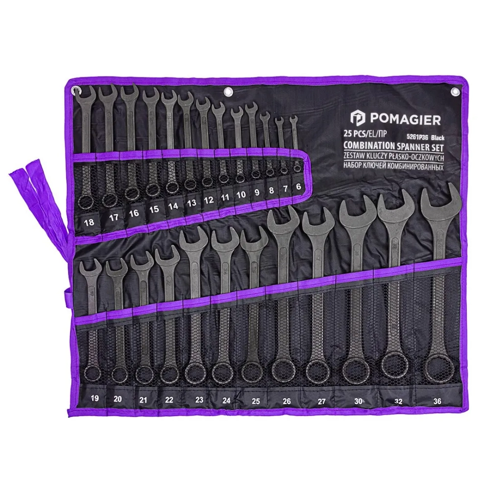 Набор ключей комбинированных 25пр. POMAGIER POM-5261P36 Black