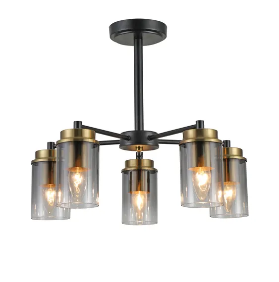 Люстра потолочная Rilon 85712/5 COPPER+BLACK, 5×40 Вт, чёрная и латунная