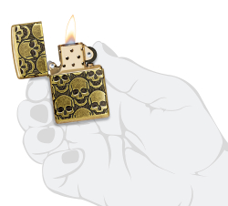 Зажигалка ZIPPO Armor Ухмыляющиеся черепушки с покрытием античная латунь | Cackling Cranium Antique