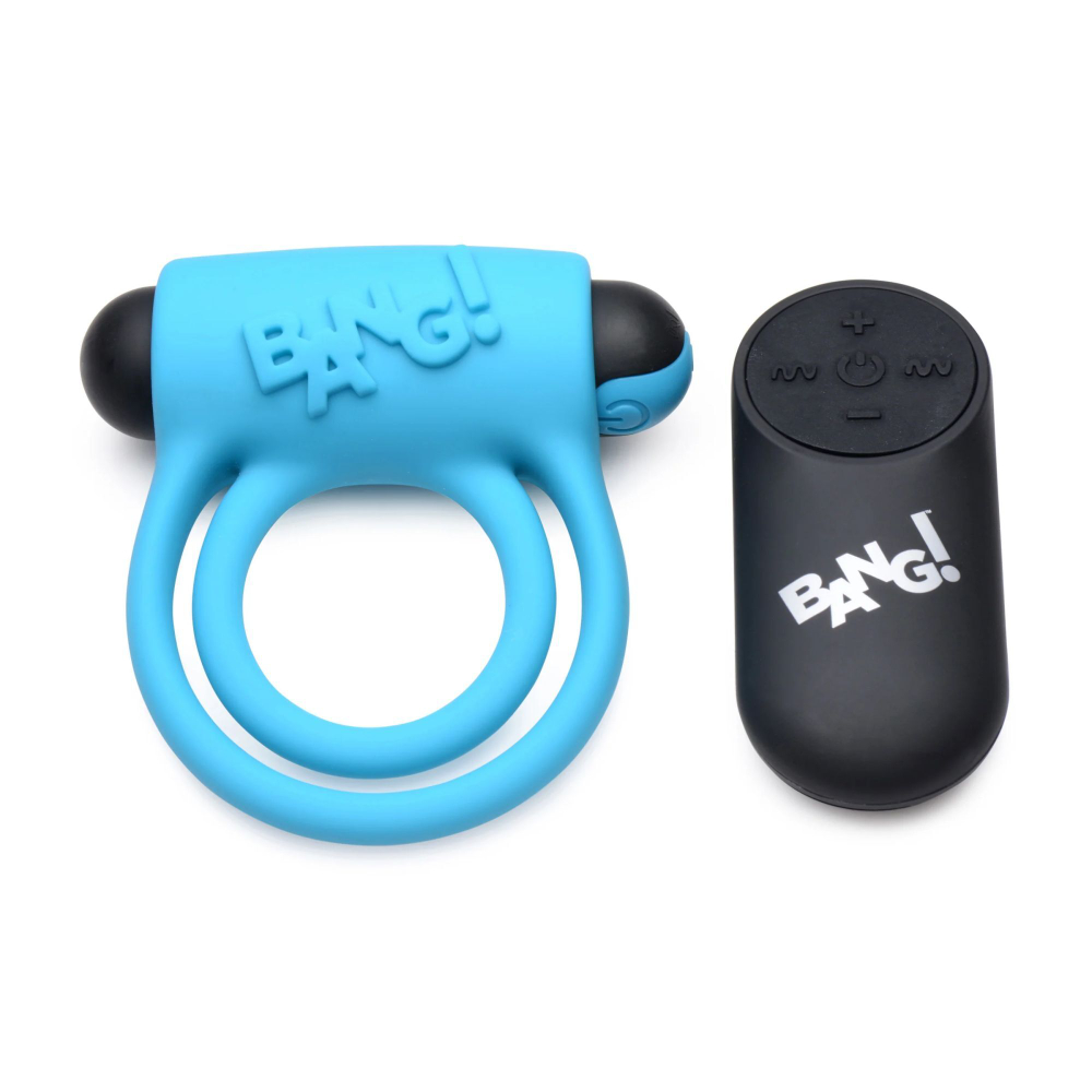 Голубое эрекционное виброкольцо 28X Remote Control Vibrating Cock Ring & Bullet (Цвет: голубой)