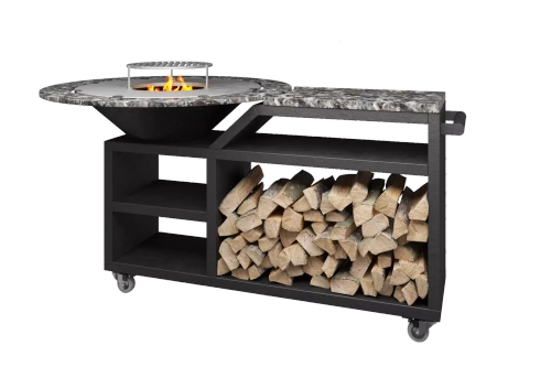 Дровяной гриль-очаг Elbrus Grill Памир 1200 Pro со столешницей из натурального камня