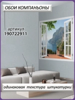 3D Фотообои окно на горы и море
