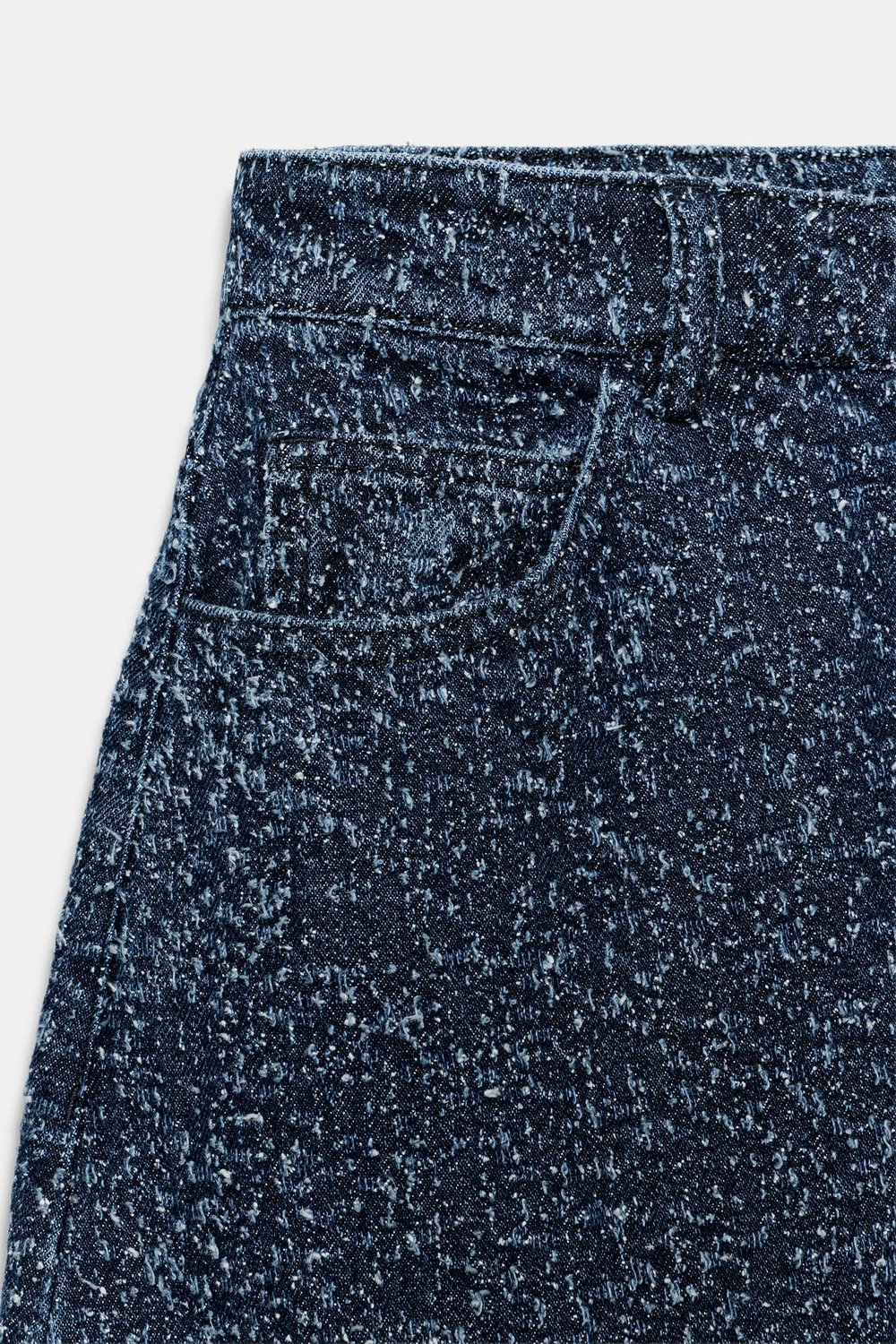 ZARA ДЖИНСЫ WIDE LEG СО СРЕДНЕЙ ПОСАДКОЙ И ФАКТУРНОЙ ТКАНЬЮ — ZW COLLECTION, ГОЛУБОЙ