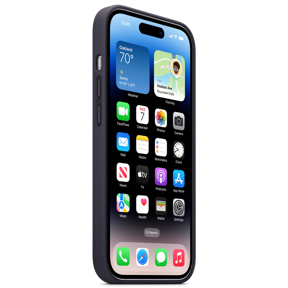 Кожаный чехол с поддержкой MagSafe Apple Leather Case для iPhone 14 Pro, Ink (Чернильный)