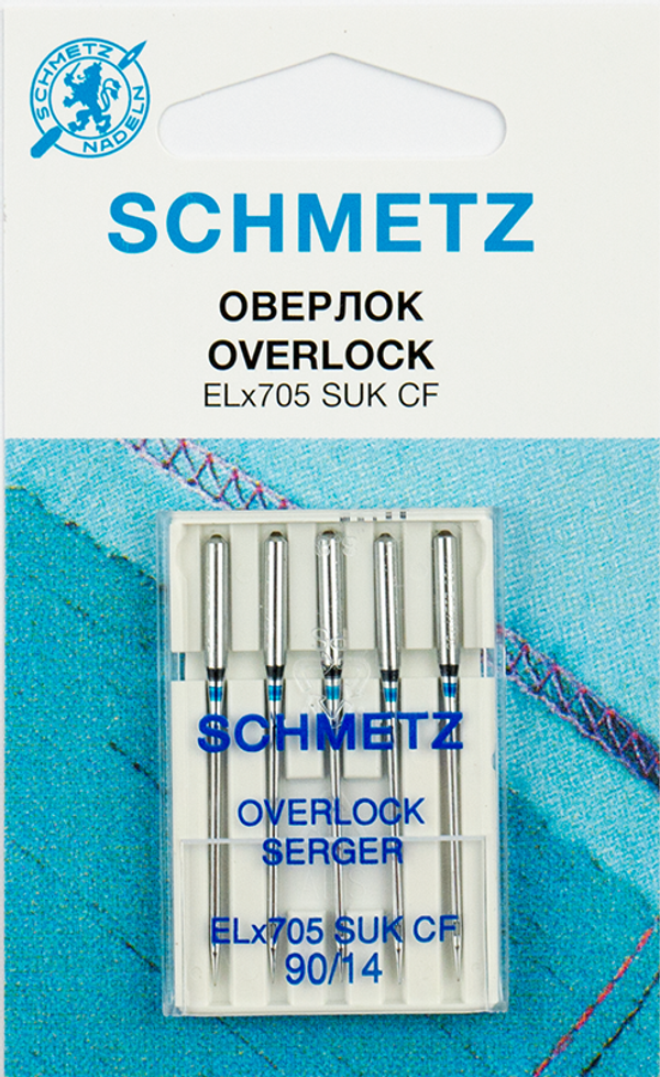 Иглы для швейных машин оверлок Schmetz ELx705 SUK CF №90, уп. 5 игл /TOS/