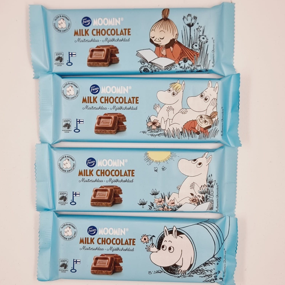 Fazer Шоколад молочный Moomin, 4 шт по 68 г (из Финляндии)