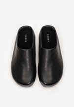 mule black leather