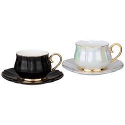 ЧАЙНЫЙ НАБОР LEFARD "PEARL" НА 2 ПЕР. 4 ПР. 200 МЛ ЧЕРНЫЙ, БЕЛЫЙ (КОР=12НАБ.)