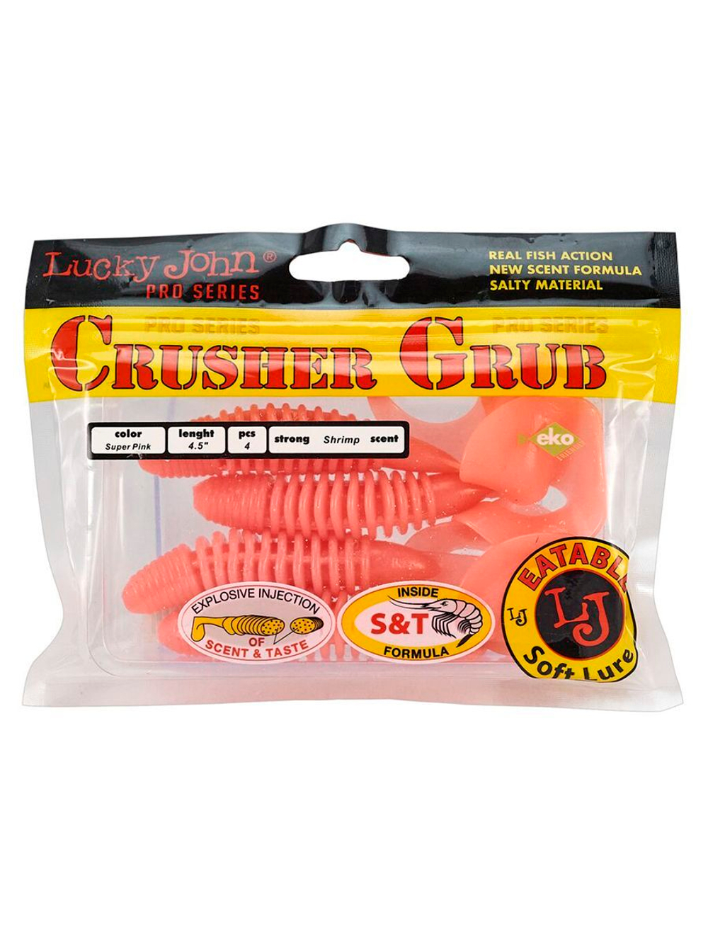 Твистеры съедобные искусственные LUCKY JOHN Pro Series CRUSHER GRUB 4,5in (11,40)/PA01 4шт.