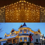 Гирлянда Бахрома 6 х 0.6 м , IP44, УМС, тёплый жёлтый, 160 SMD-LED, свечение мульти, 220 В