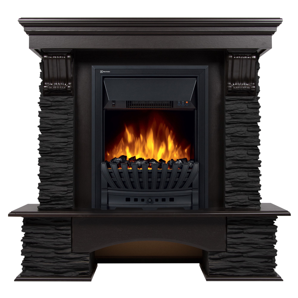 Портал Firelight Pietra Nuovo Classic камень сланец чёрный, шпон венге