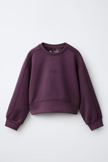 ZARA СПОРТИВНАЯ ТОЛСТОВКА С НАДПИСЬЮ, ЛИЛОВЫЙ