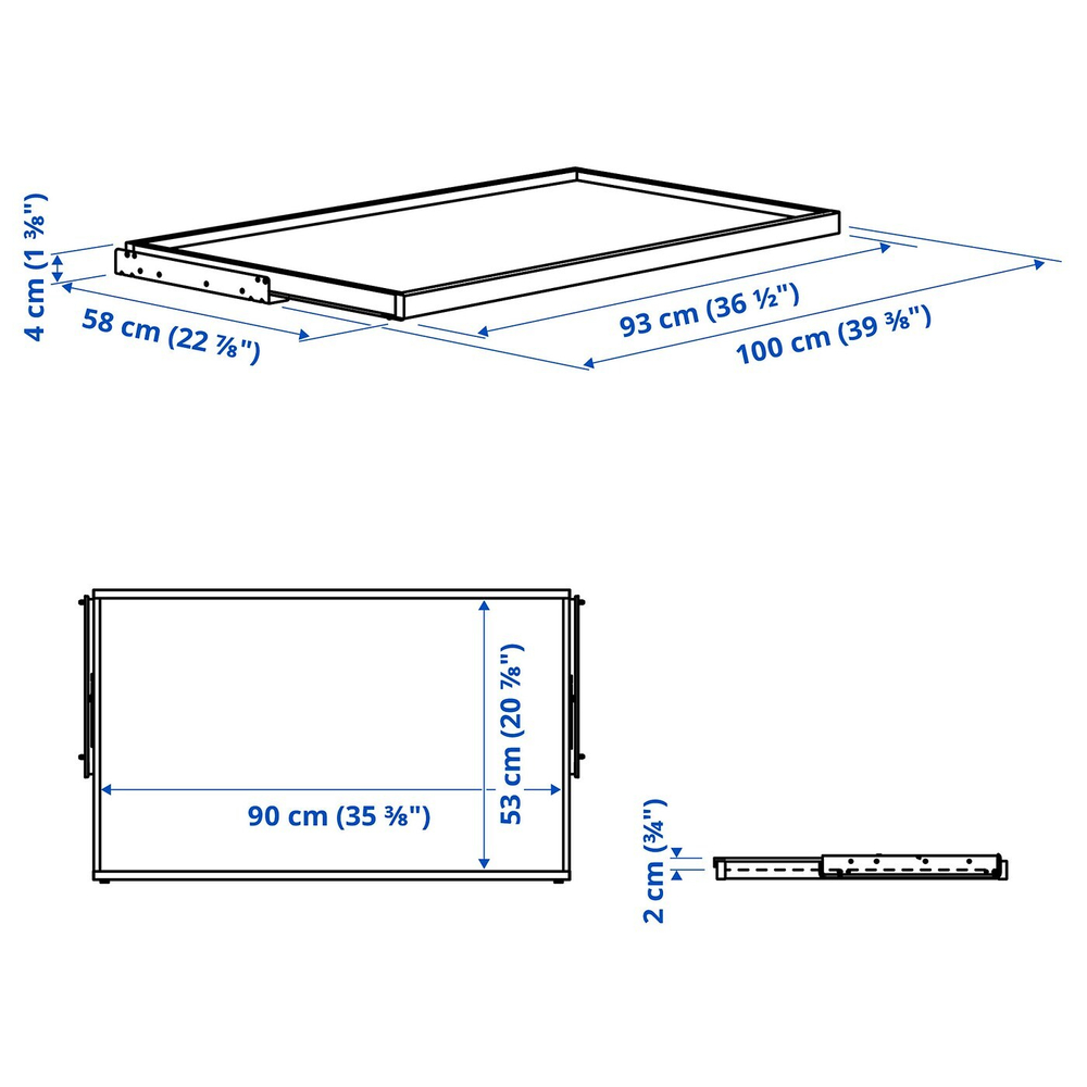 Полка выдвижная IKEA KOMPLEMENT (КОМПЛЕМЕНТ), Белый морёный дуб, 100x58 см
