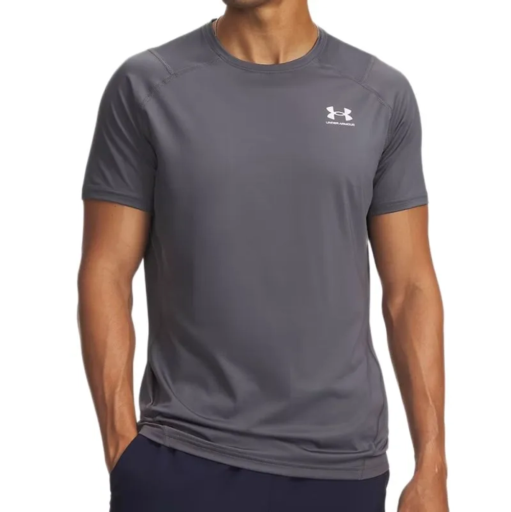 Теннисная футболка Under Armour HeatGear Fitted Short Sleeve - castlerock/white