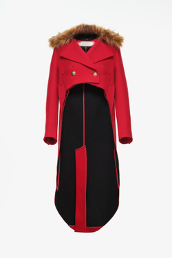 ZARA X JOHN GALLIANO АСИММЕТРИЧНОЕ ШЕРСТЯНОЕ ПАЛЬТО LIMITED EDITION, КРАСНЫЙ