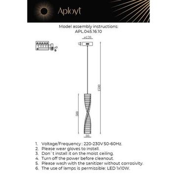 Светильник подвесной светодиодный LED 10W 4000K APL.045.16.10 сатин никель Olimp Aployt