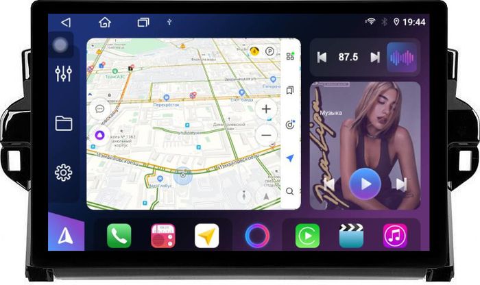 Магнитола для Toyota Fortuner 2015-2022 - FarCar BX877 монитор 13" 2K QLED на Android 13, TS10, 6+128, CarPlay, 4G SIM-слот