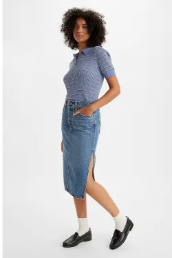 Юбка джинсова женская LEVI'S SIDE SLIT SKIRT MED INDIGO - WORN IN