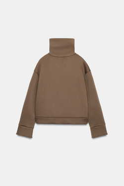 ZARA КУРТКА С ВОРОТНИКОМ-СТОЙКОЙ, ТЕМНО-БЕЖЕВЫЙ