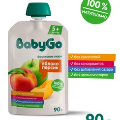 Пюре BabyGo Яблоко-персик с 5 мес 90 г