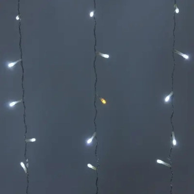 Гирлянда для улицы ЗАНАВЕС «Мерцание» ш2* в1,5 м 320 ламп LED, прозрач.пров,1 реж.,IP-54, Белый/Теплый белый мерцает (возможность соединения)