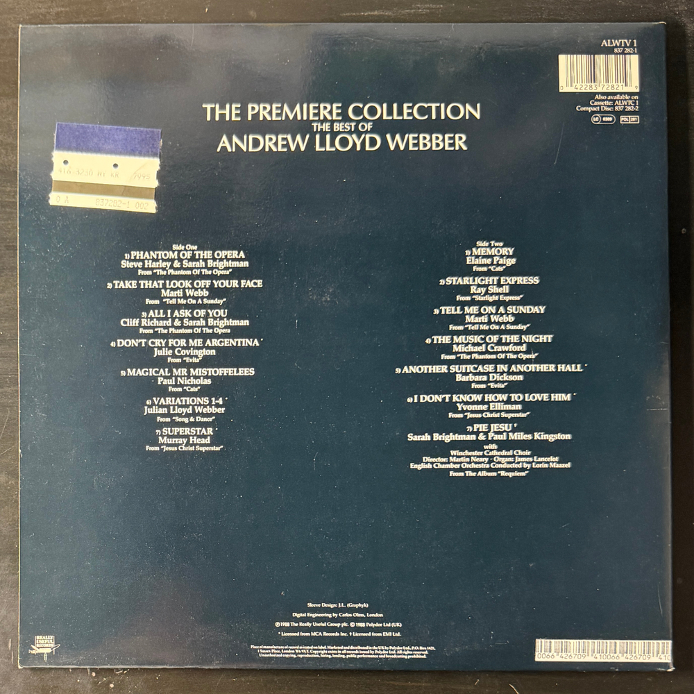 Andrew Lloyd Webber ‎– The Premiere Collection (The Best Of Andrew Lloyd Webber) Англия