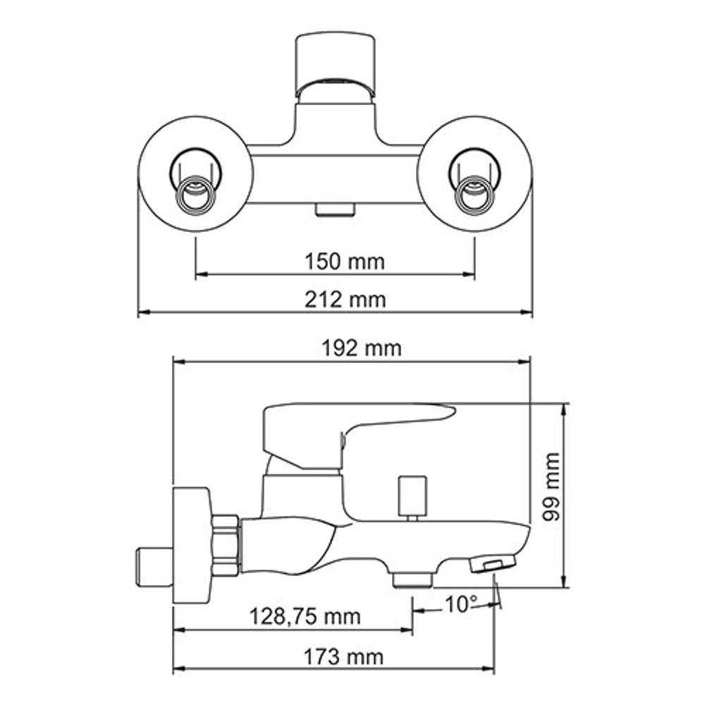 Vils 5601 Смеситель для ванны с коротким изливом