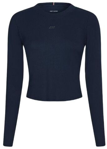 Женская теннисная футболка с длинным рукавом Tommy Hilfiger Slim Soft Modal Rib Cropped Tee - desert sky
