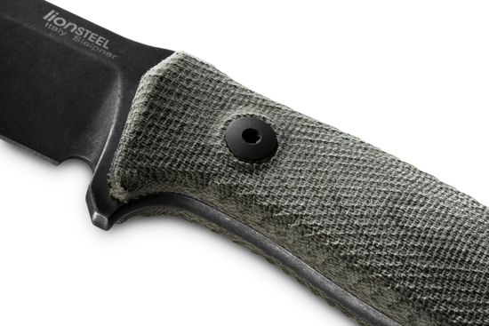 Нож фиксированный Lion Steel M5 CVG R - черный клинок Sleipner, рукоять микарта зеленая