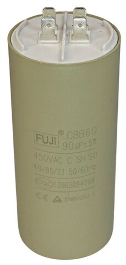 Конденсатор пусковой 450 В 90 мкФ FUJI CBB60 (2+2 PINS) 60x120мм